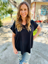 Load image into Gallery viewer, Basic Everyday V Neck Black Blouse
