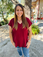 Load image into Gallery viewer, Basic Everyday V Neck Wine Blouse
