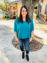 Load image into Gallery viewer, Poncho Style Teal Top
