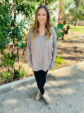 Load image into Gallery viewer, Mocha Cozy V Neck Sweater
