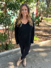 Load image into Gallery viewer, Black Cozy V Neck Sweater
