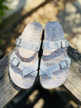 Load image into Gallery viewer, Tan Lines White Metallic Sandals

