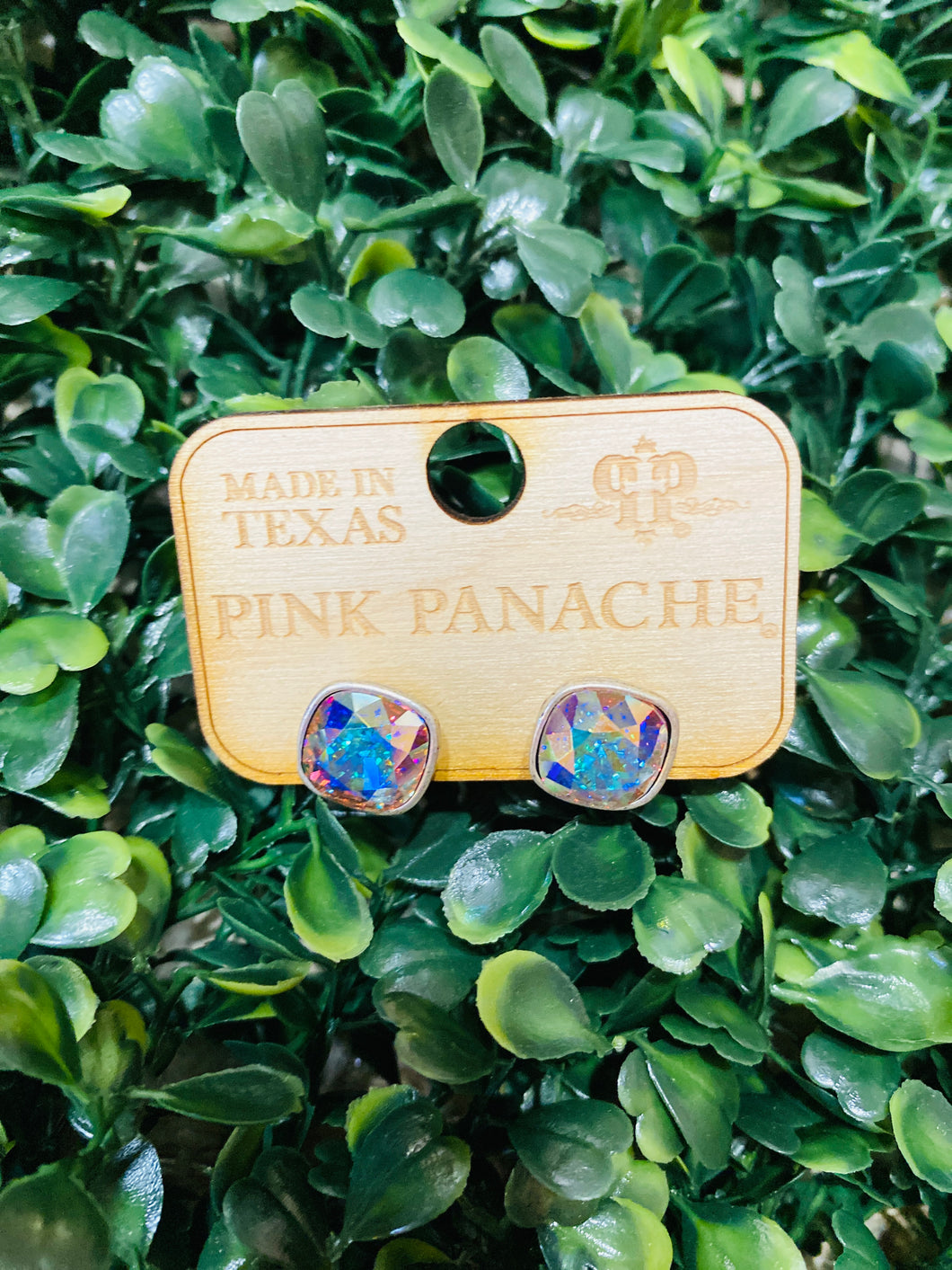 Pink Panache Cushion Cut AB Stone Earrings