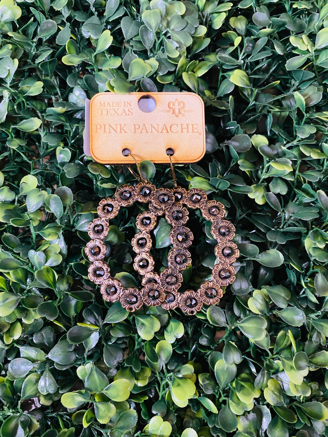 Bronze Floral Hoop Earrings