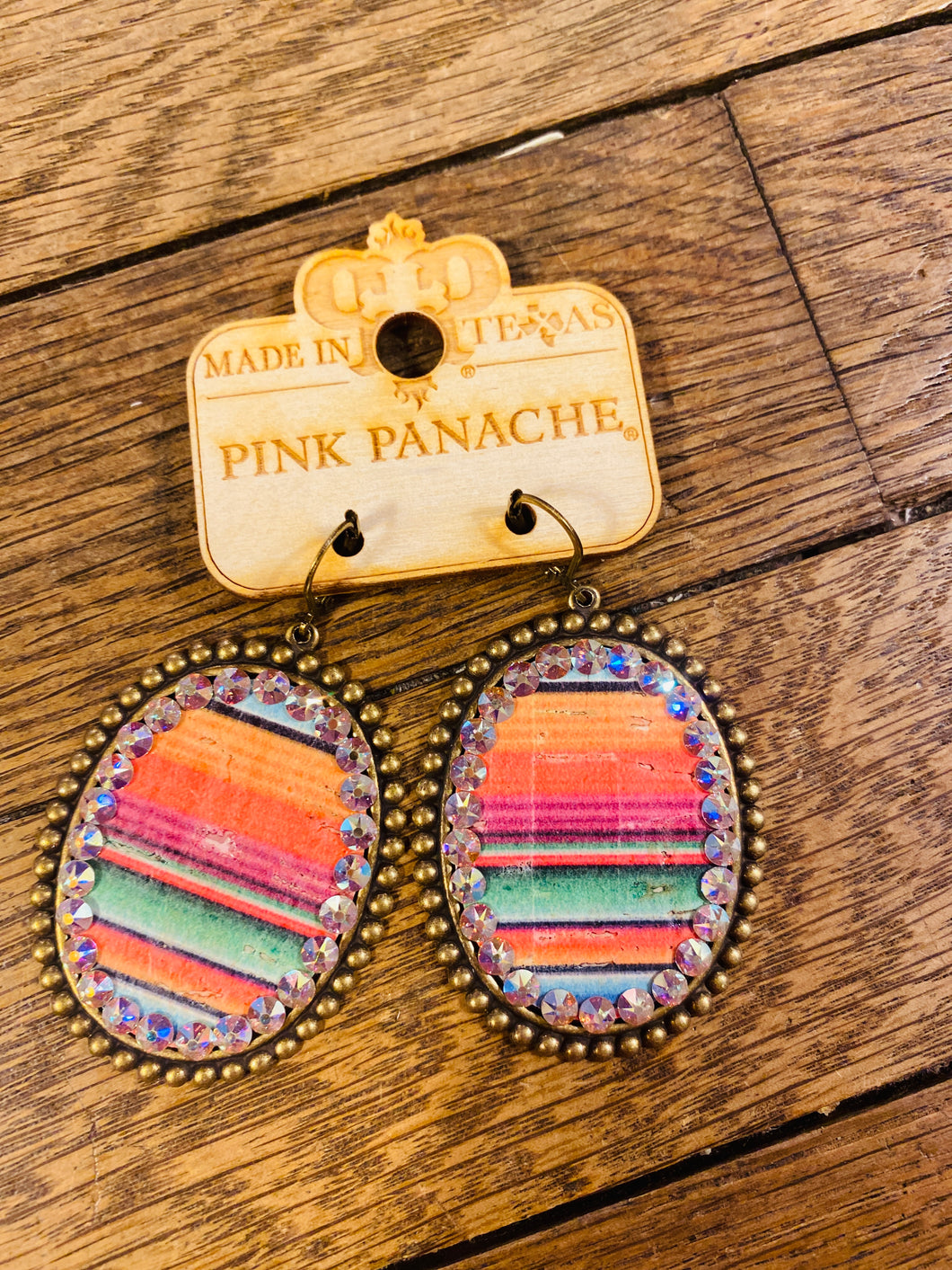 Serape Oval Earring with Iridescent Stones
