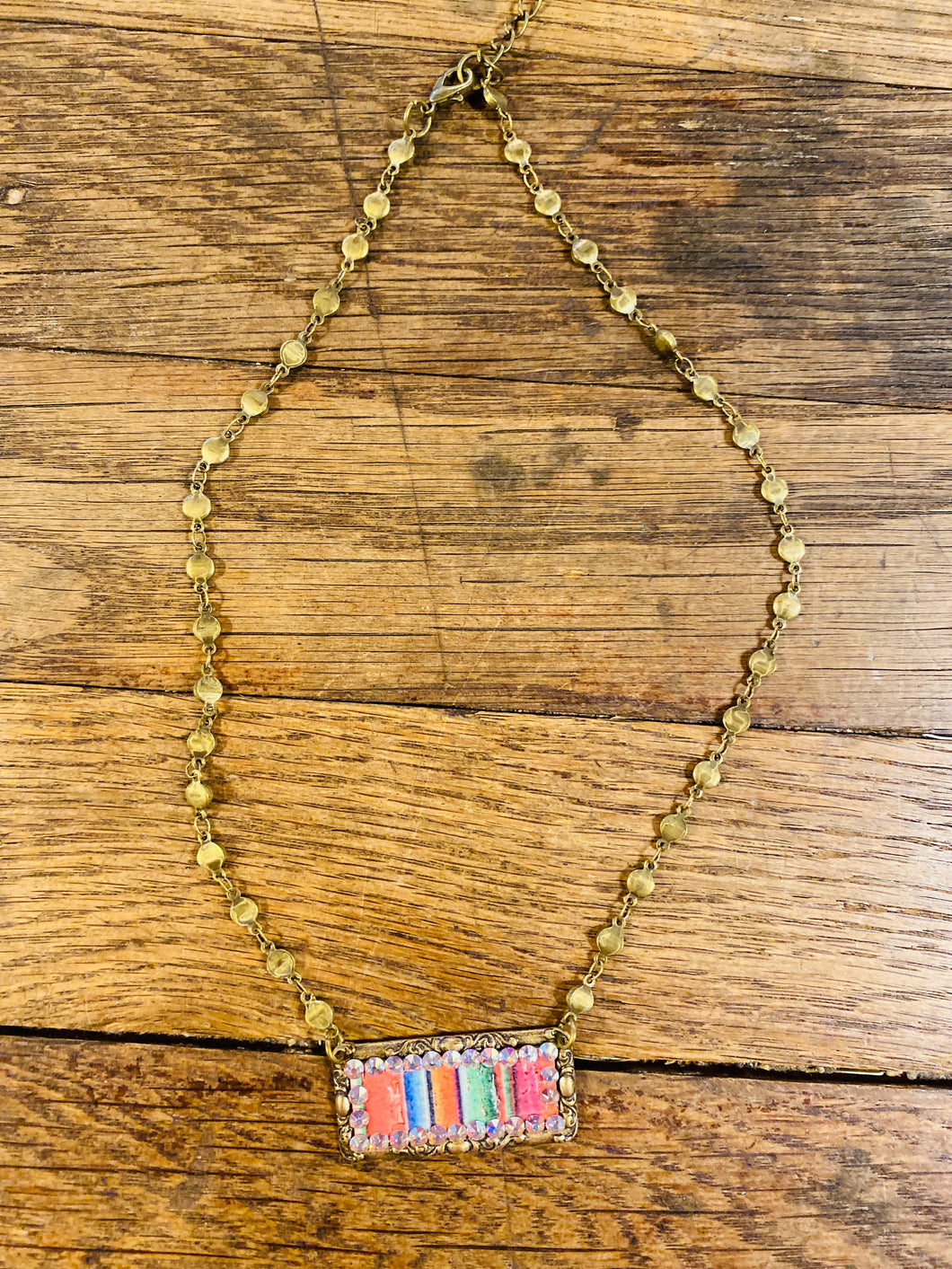 Rectangle Serape Necklace with Iridescent Crystals