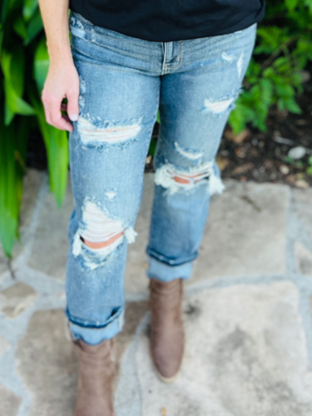Mid Rise Boyfriend Bleach Splash Jean
