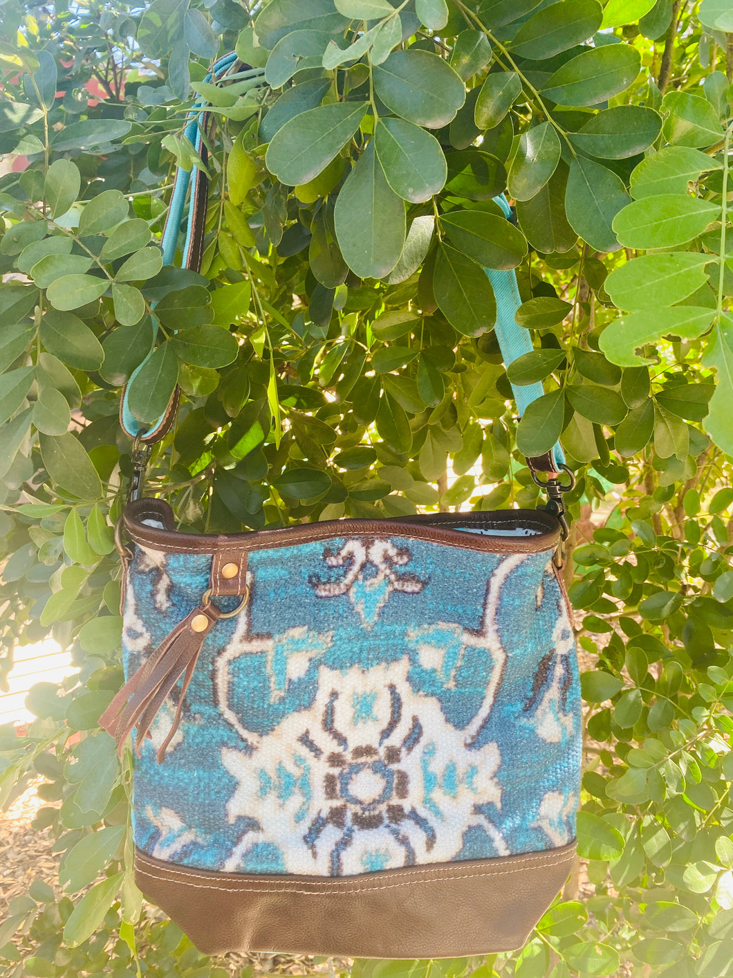 Turquoise Abstract Crossbody Bag
