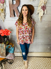 Load image into Gallery viewer, Magenta Florals Pocket Top
