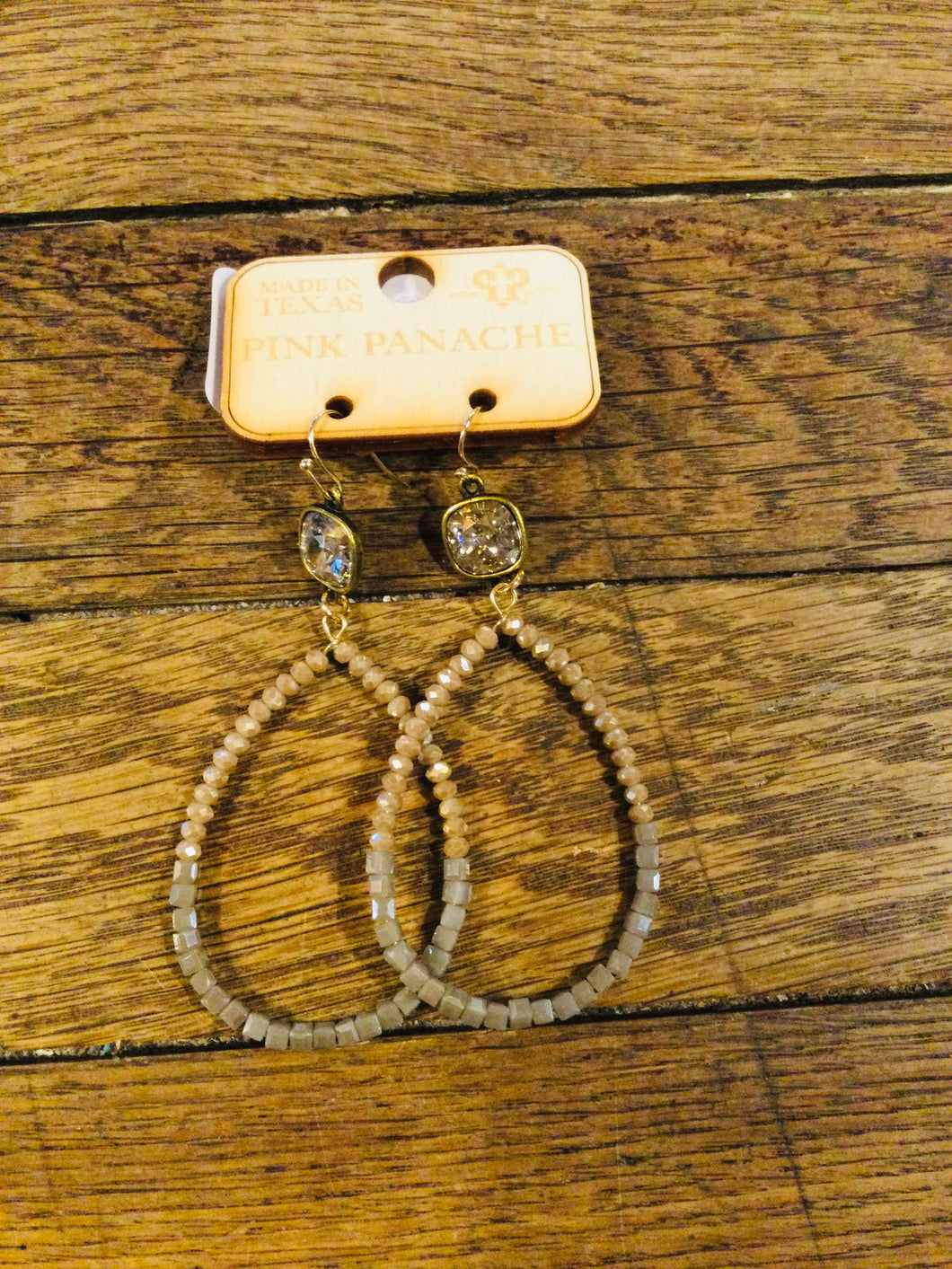 Taupe & Gray Crystal Teardrop Earring