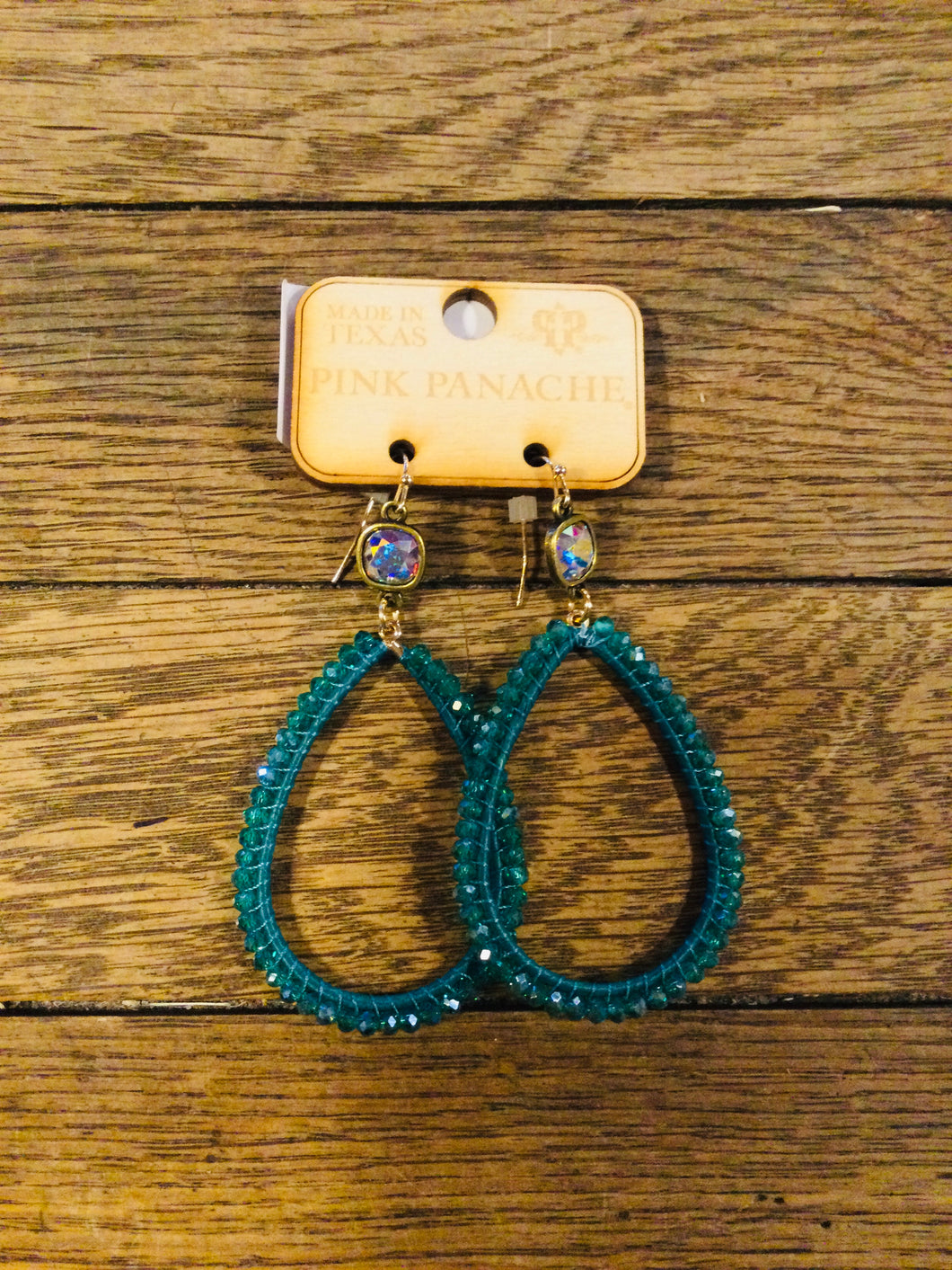 Teal Teardrop Earring with AB stone